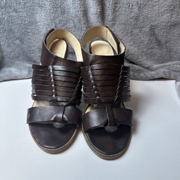 Charles By Charles David Jesse Ankle Strap Sandal Brown Leather Boho Size 7.5 - Picture 8 of 16